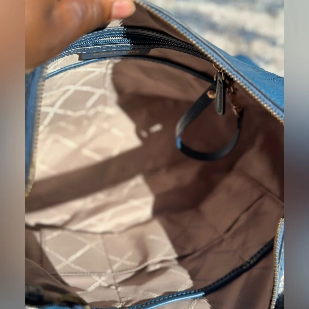 Michael Kors Blue Satchel Leather Purse - Picture 5 of 13